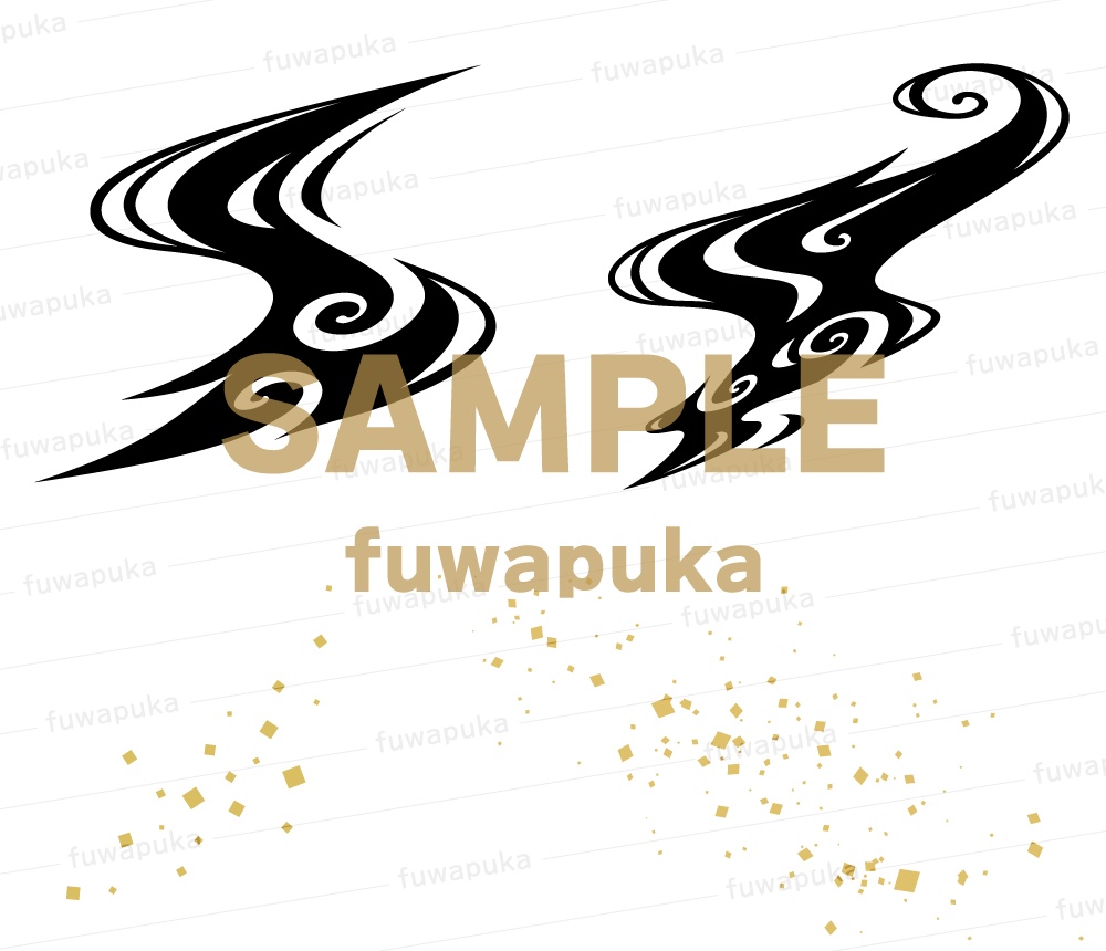 牡丹と流水紋のイラスト素材_ベクター