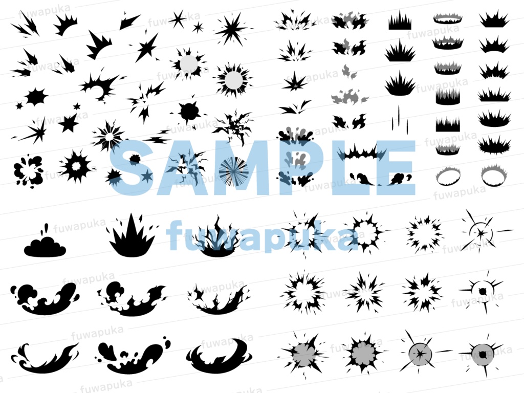 衝撃のエフェクトのイラスト素材セット_ベクター