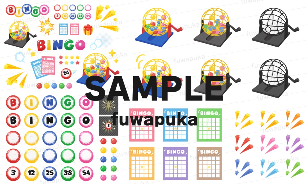 ビンゴとスタンプラリーのイラスト素材_ベクター