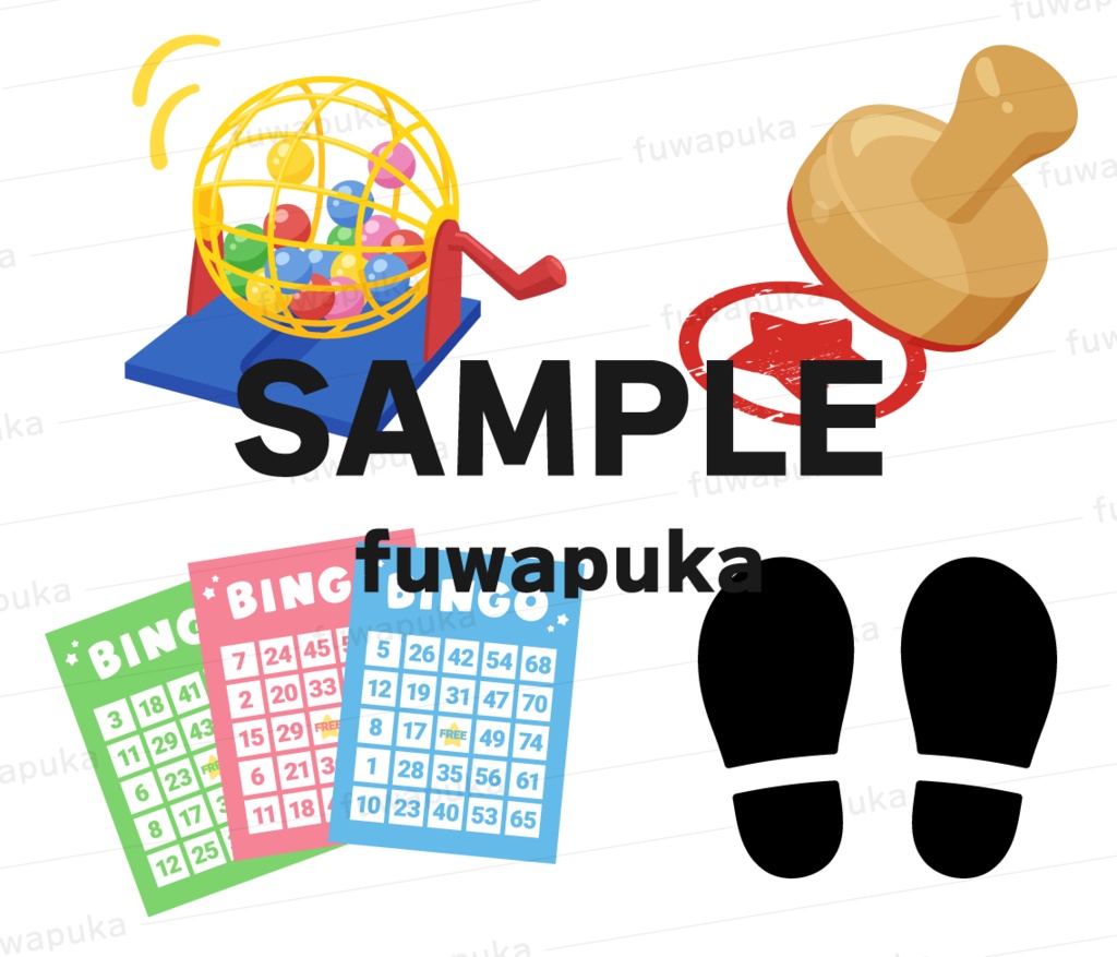 ビンゴとスタンプラリーのイラスト素材_ベクター