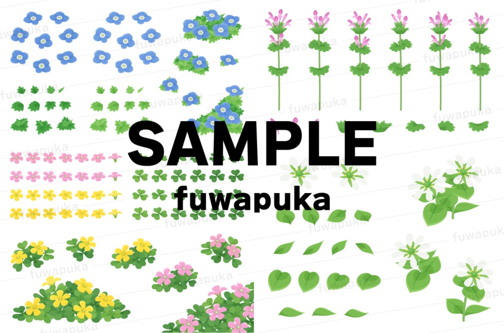 春の雑草の素材と公園の背景イラスト_ベクター