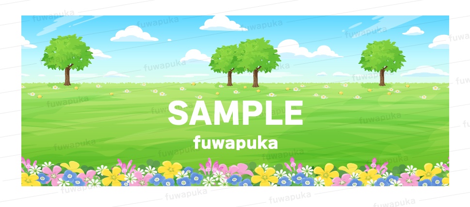 【3層シームレス】春の草原の背景素材_横スクロール用