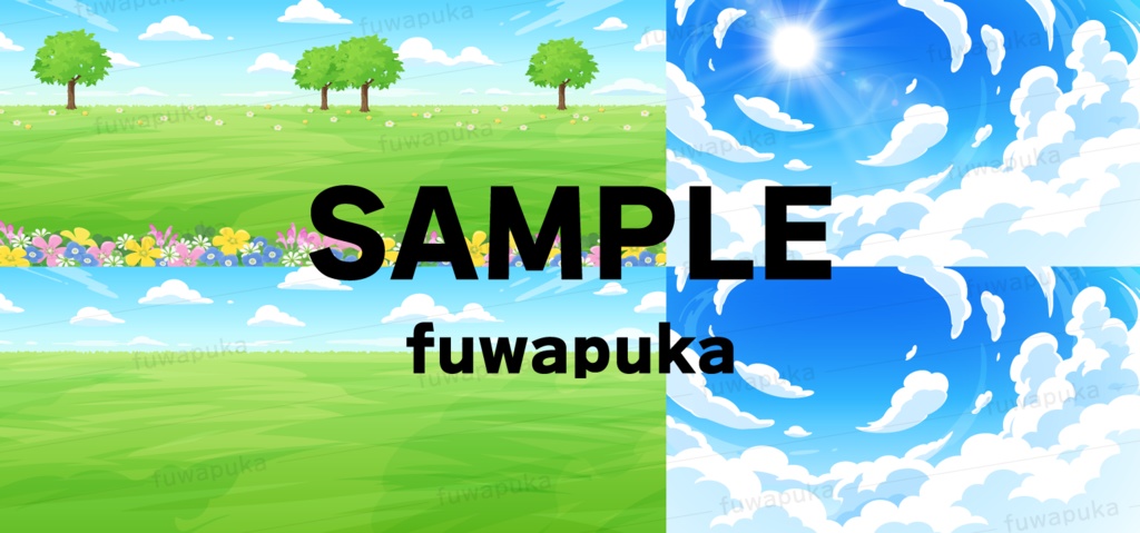 草原と空の背景イラスト素材_ベクター