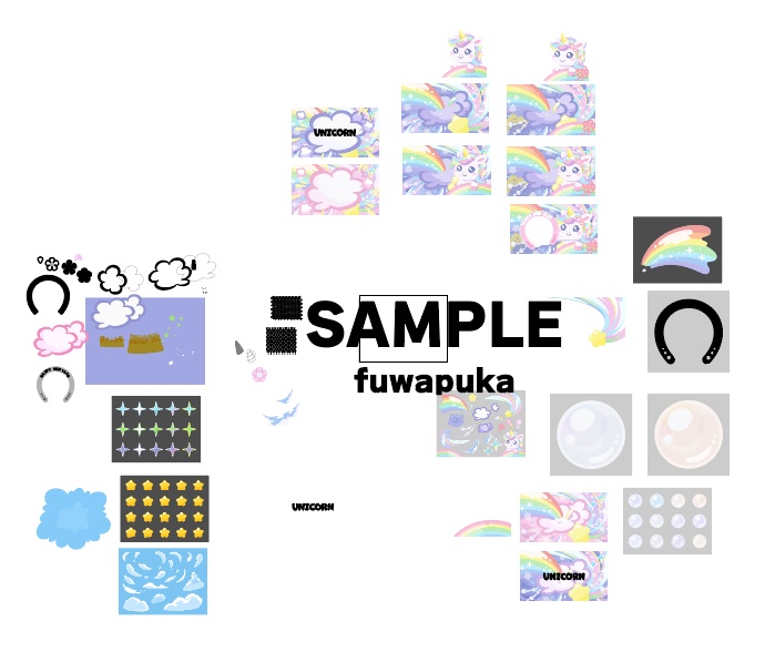 ユニコーン用の背景と年賀状のイラスト素材_ベクター