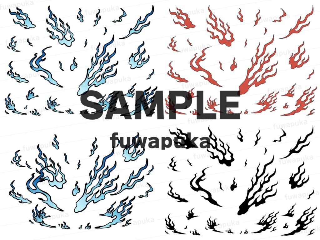 和風の炎のイラスト素材_ベクター