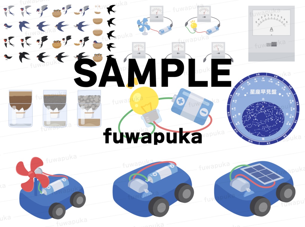 小学校3年生と4年生の理科のイラスト素材_ベクター