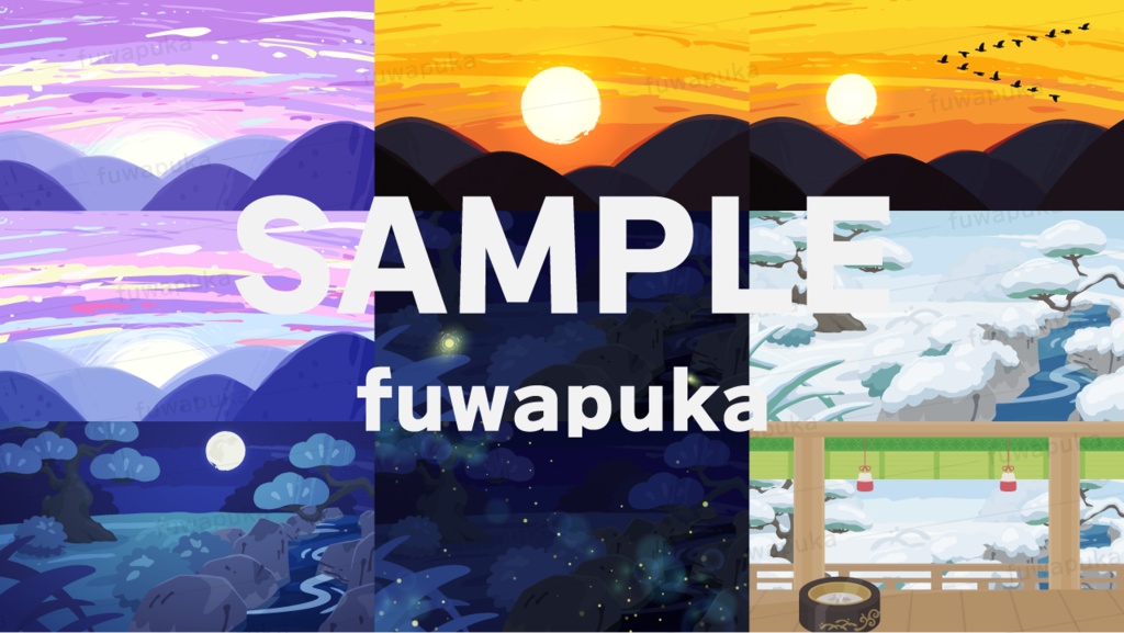 ゆるい雰囲気の和風の背景のイラスト素材_ベクター