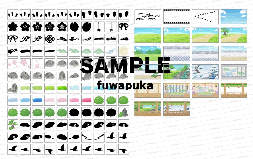 ゆるい雰囲気の和風のイラスト素材_PNG