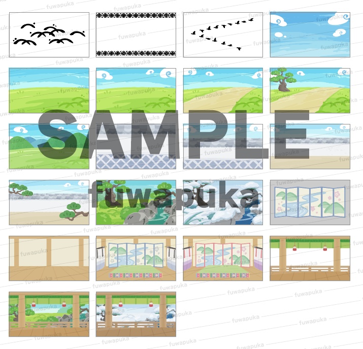 ゆるい雰囲気の和風のイラスト素材_PNG