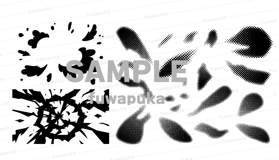 水飛沫と太い雷のエフェクトとアメコミ風の背景のイラスト素材_PNG