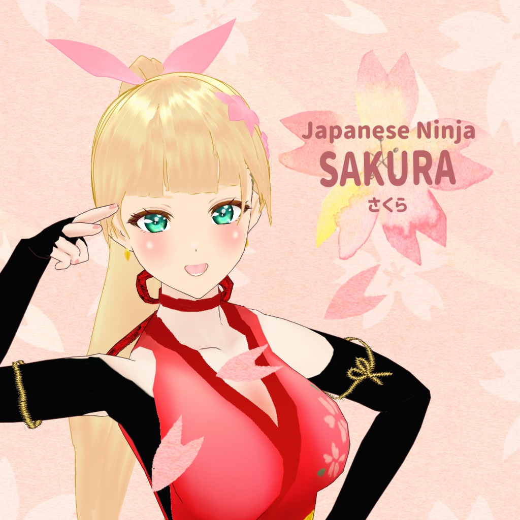VRM model：「Japanese Ninja SAKURA（さくら）」VRMファイル+衣装+ヘアプリセット
