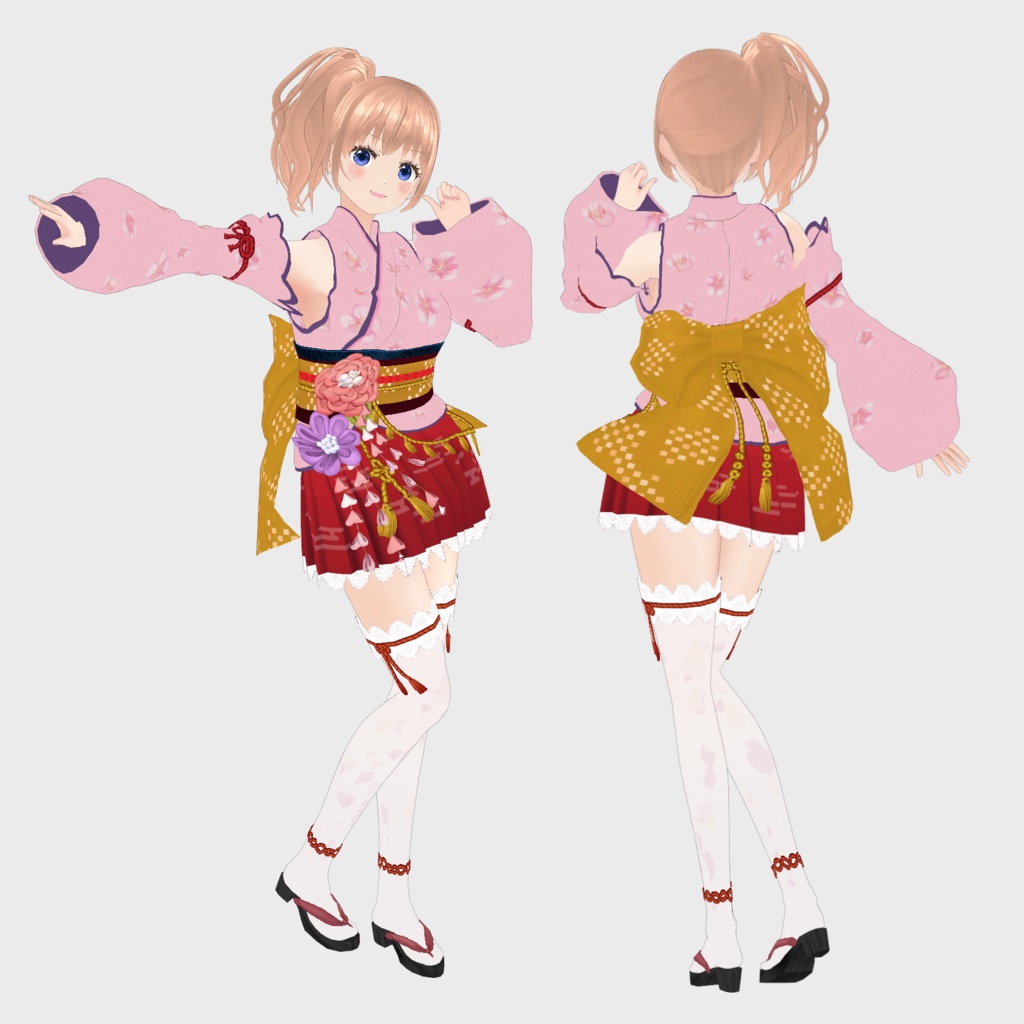 VRoid Clothes「ゲキカワ♡ミニ丈着物セット」