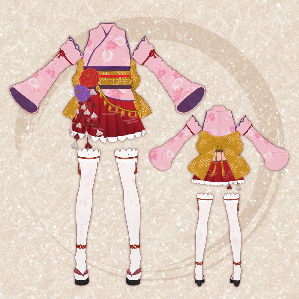 VRoid Clothes「ゲキカワ♡ミニ丈着物セット(Renewal)」