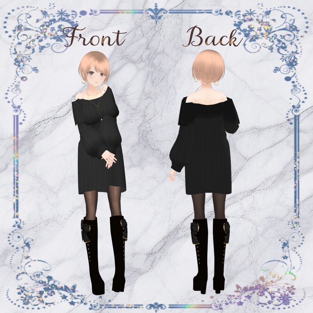 VRoid Clothes 「オフショルニットワンピース」