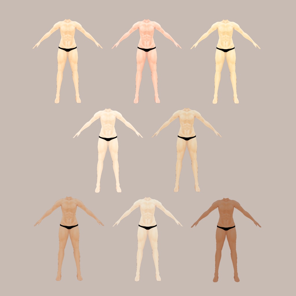 ★15禁★ VRoid Skin Texture さわやかマッチョ肌(8colors)