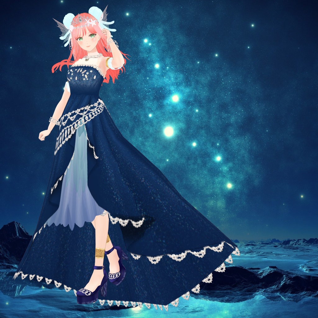 VRoid Hair presets & Clothes 夜の海のマーメイド