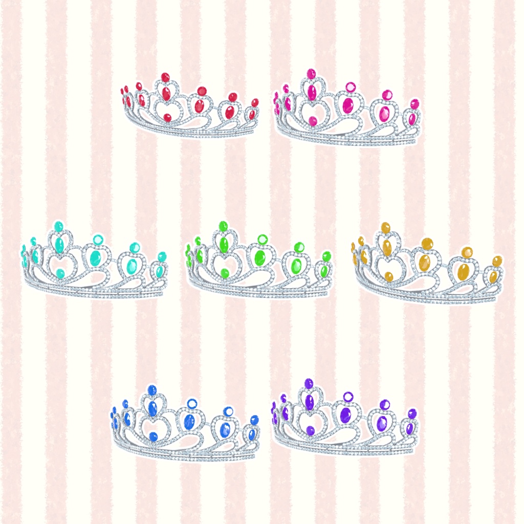 3Dモデル ティアラ -Tiara-(14色セット) unitypackage & glb & XWear