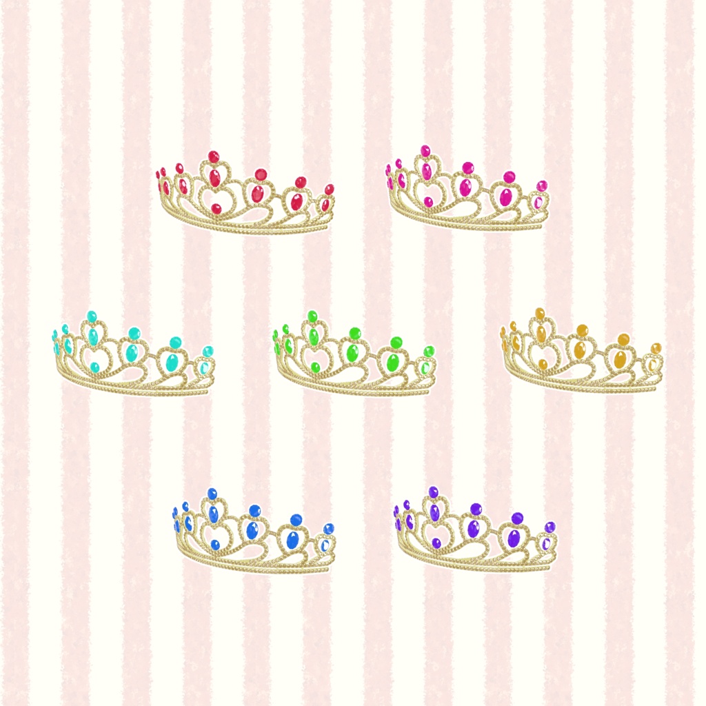 3Dモデル ティアラ -Tiara-(14色セット) unitypackage & glb & XWear