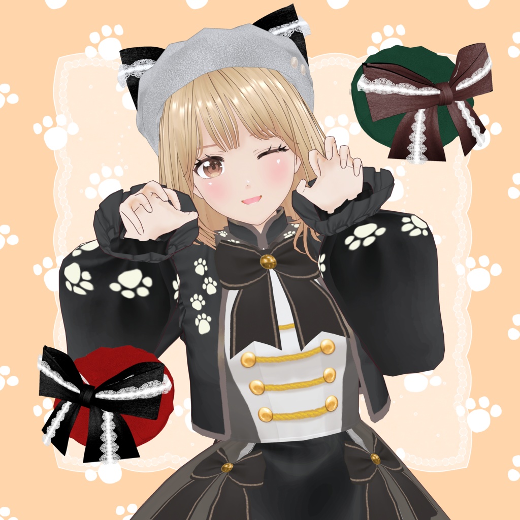 VRoid Hair Accessory にゃんにゃん擬態ベレー
