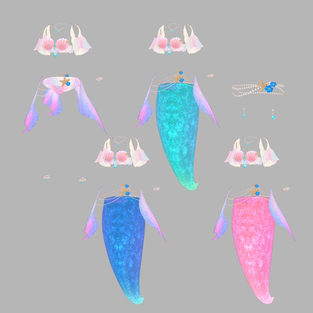 VRoid Hair Accessory & Clothes「うたかたのマーメイド」