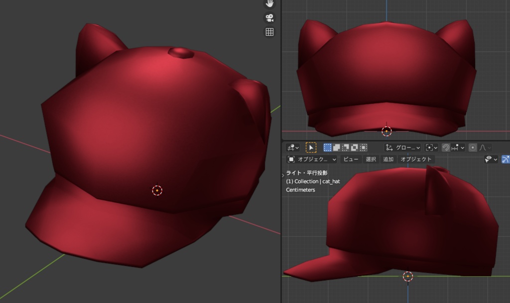 猫耳キャスケット(黒、赤)