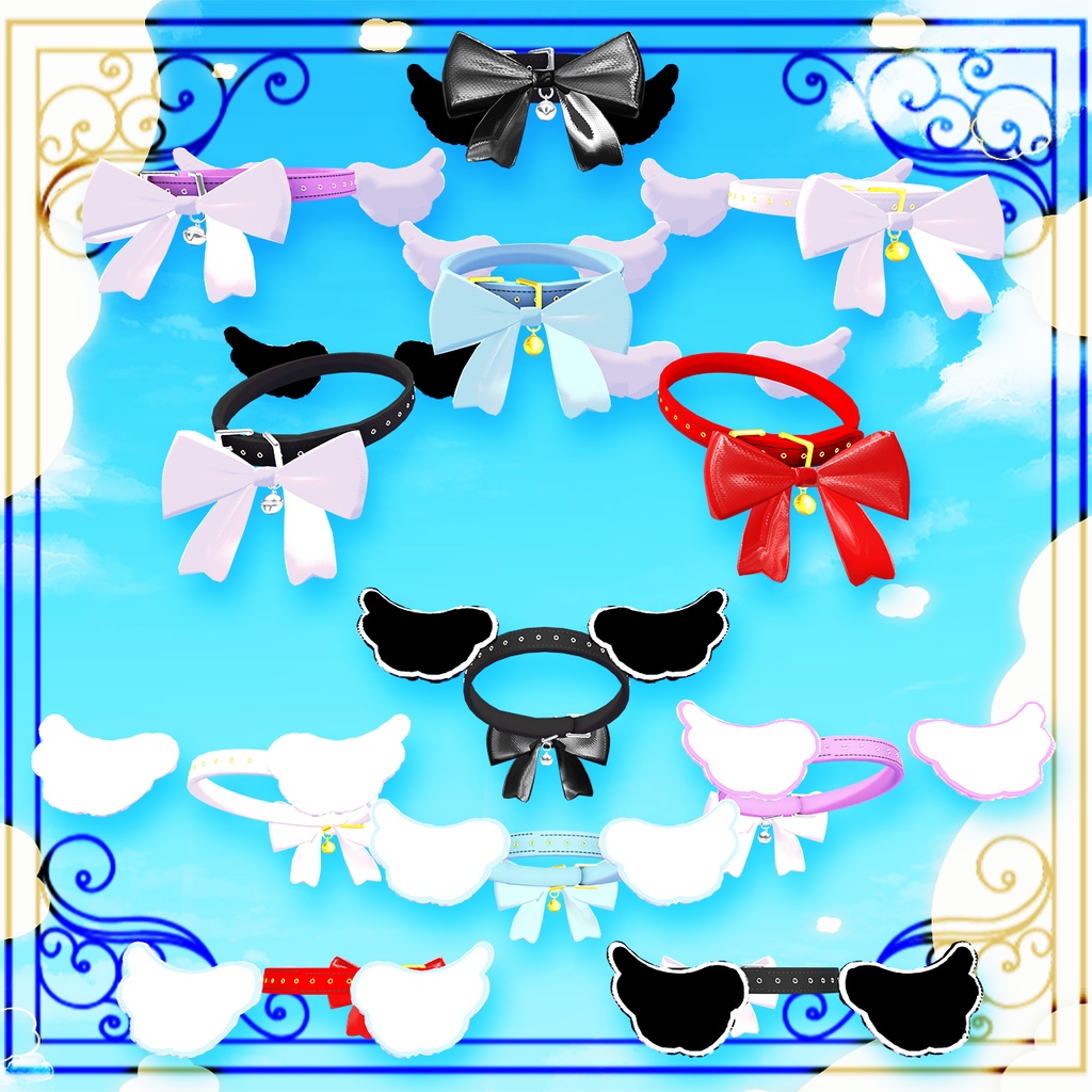 【にゃにゃまる専用】Angel's Collar -(天使の首輪&リボン)【3D衣装・小物】