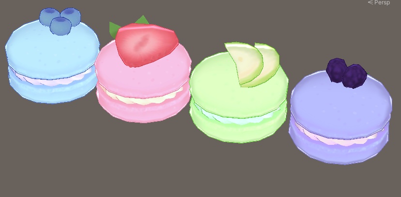 Set of 4 3D Macaroons Props and Throwables for VTubers