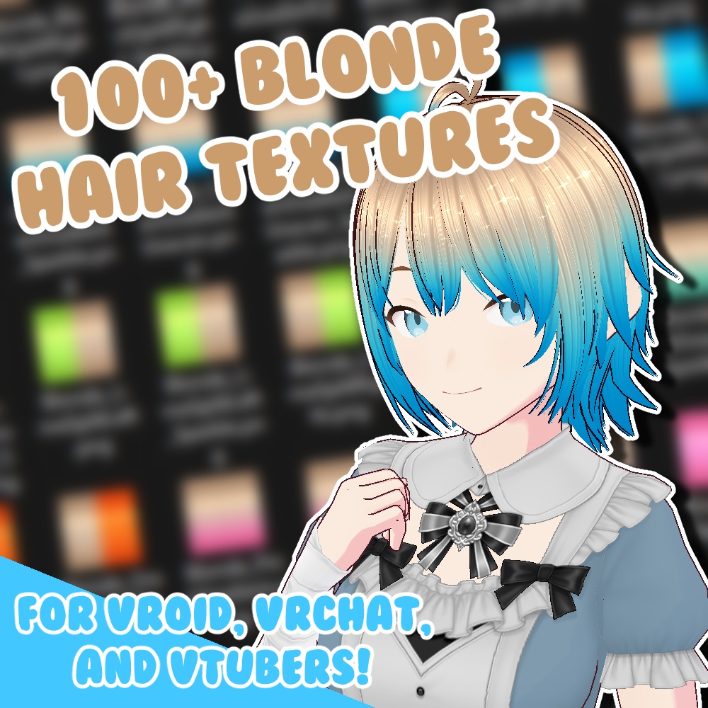 100+ BLONDE HAIR TEXTURES FOR VROID, VRCHAT, AND VTUBERS! (Colored Gradients, Split Dye, Sparkles)