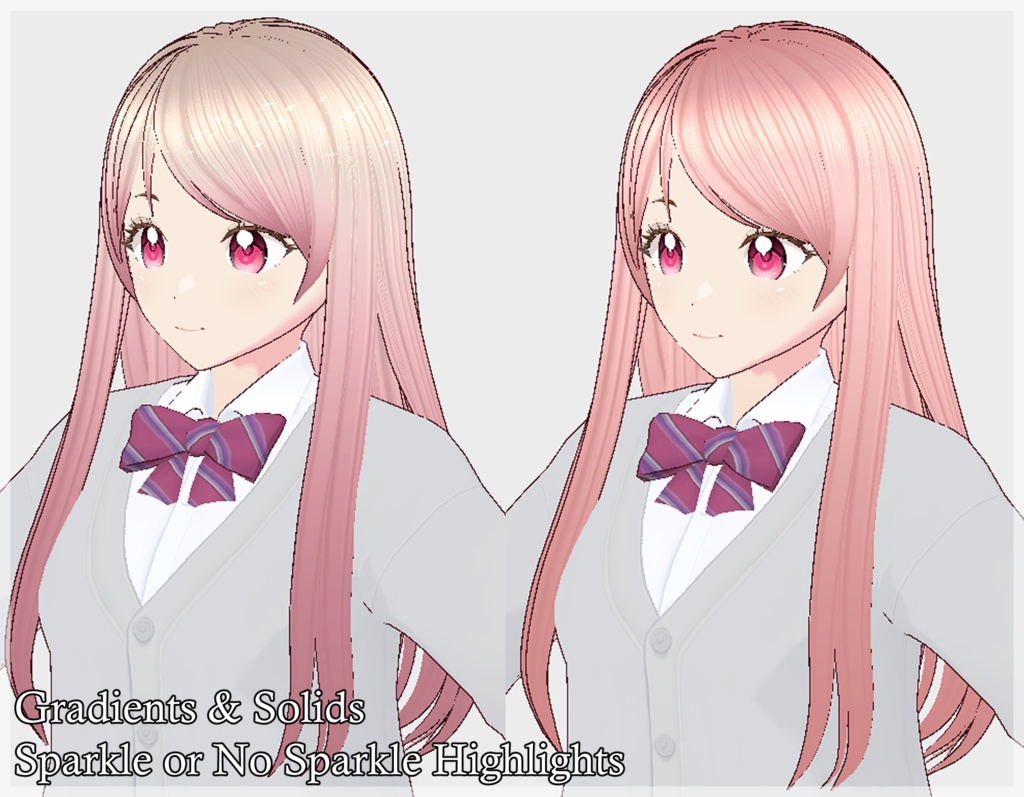 15 Soft & Sparkly Pastel Hair Textures (Solids and Gradients) 𑣲⋆。˚ VRoid Hair Texture Pack || VTuber / VRChat Ready