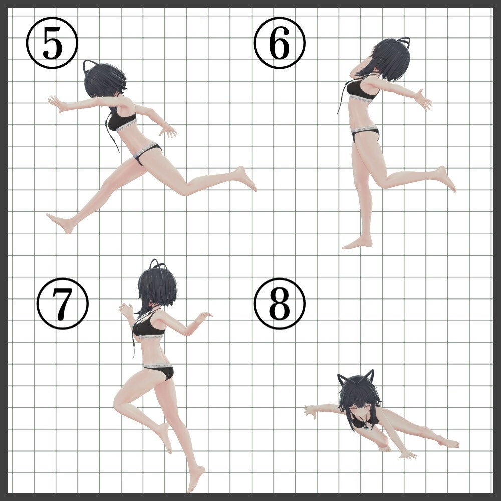 【無料あり】【ポーズ集】躍動感のあるポーズ8種【走る、駆ける、跳ぶ】