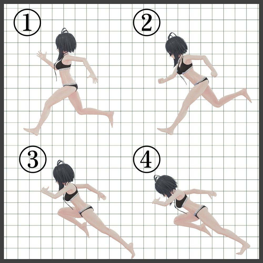 【無料あり】【ポーズ集】躍動感のあるポーズ8種【走る、駆ける、跳ぶ】