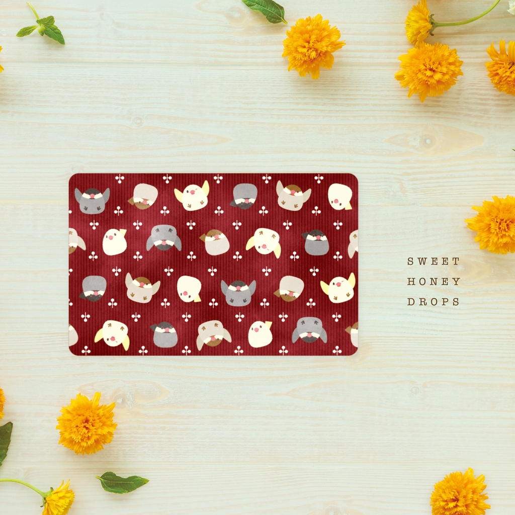 ICカードステッカー*文鳥トリオ柄*