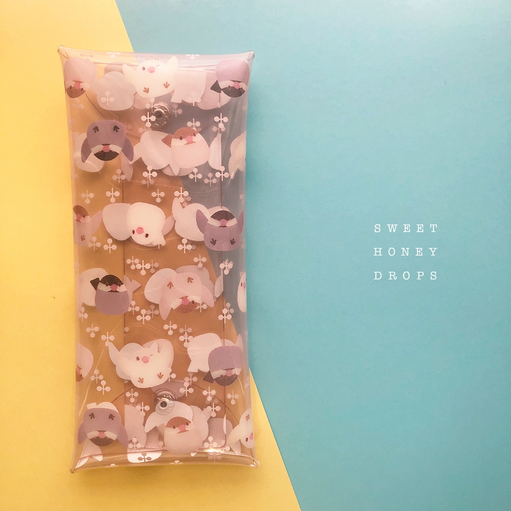 クリアマルチケース*文鳥トリオ柄*