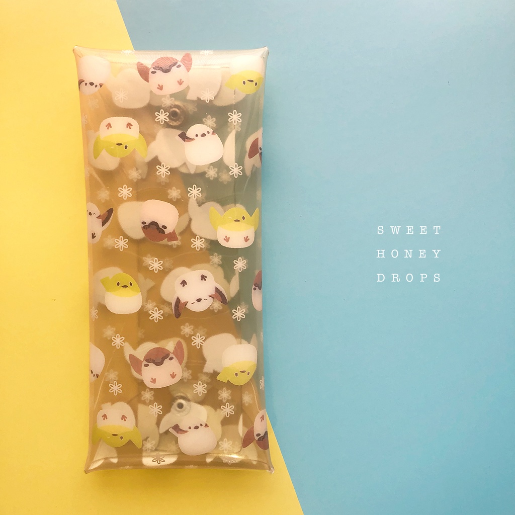 クリアマルチケース*すめし(すずめ・メジロ・シマエナガ)トリオ柄*