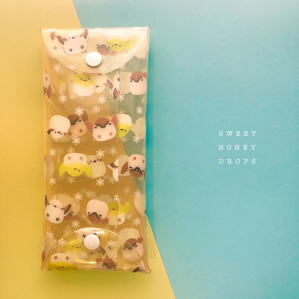 クリアマルチケース*すめし(すずめ・メジロ・シマエナガ)トリオ柄*