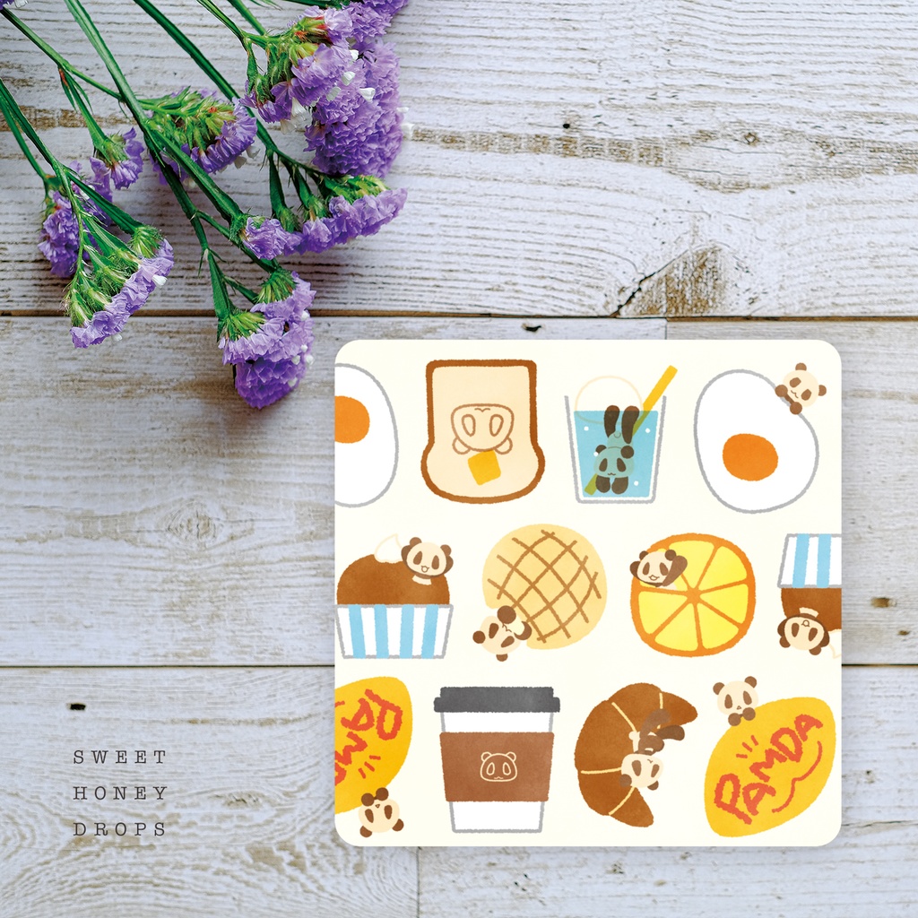 白雲石コースター＊パムダ北欧風カフェ柄＊