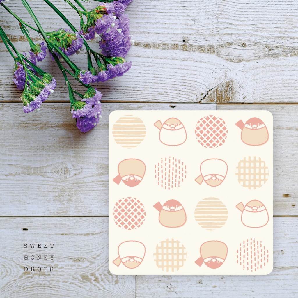 白雲石コースター＊文鳥柄＊