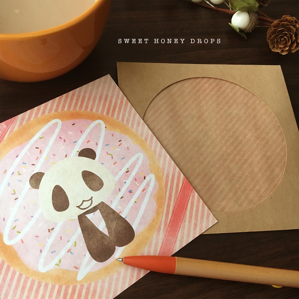 窓つきレターセット*パムダドーナツ柄*(パンダ)