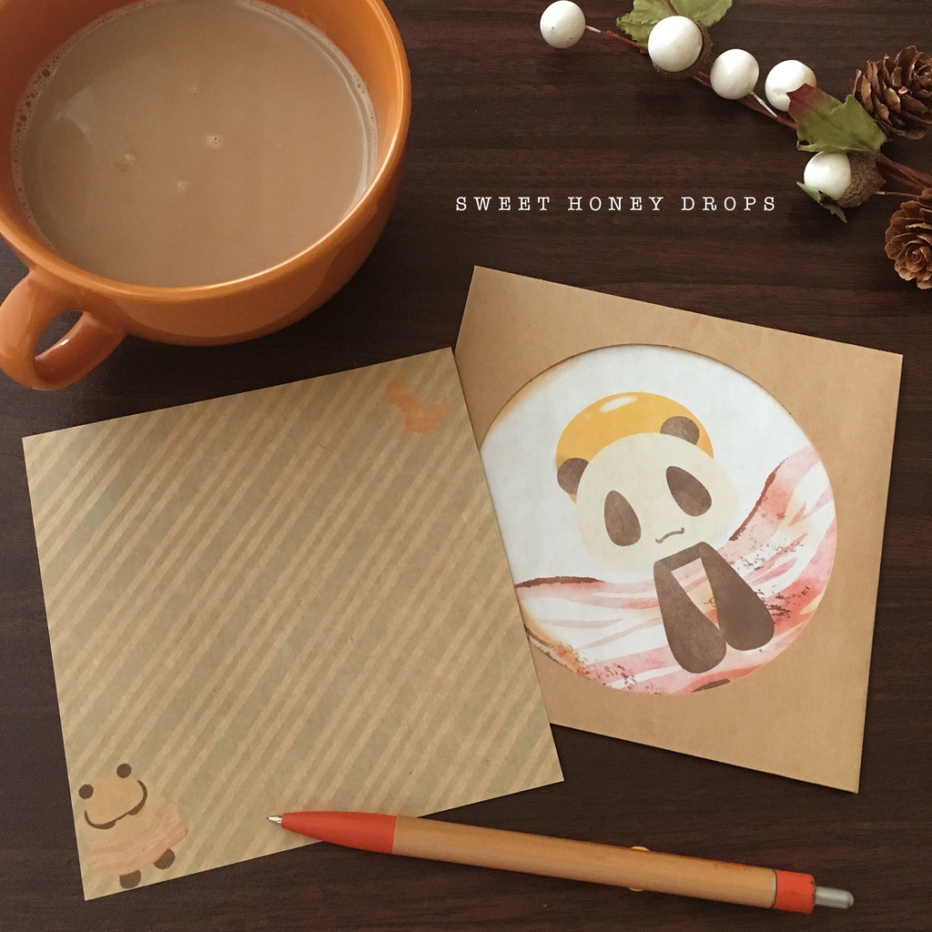 窓つきレターセット*パムダめだまやき柄*(パンダ)