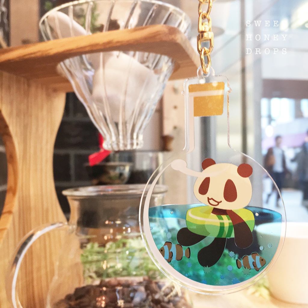 アクリルキーホルダー＊丸形フラスコ＊（パンダ）