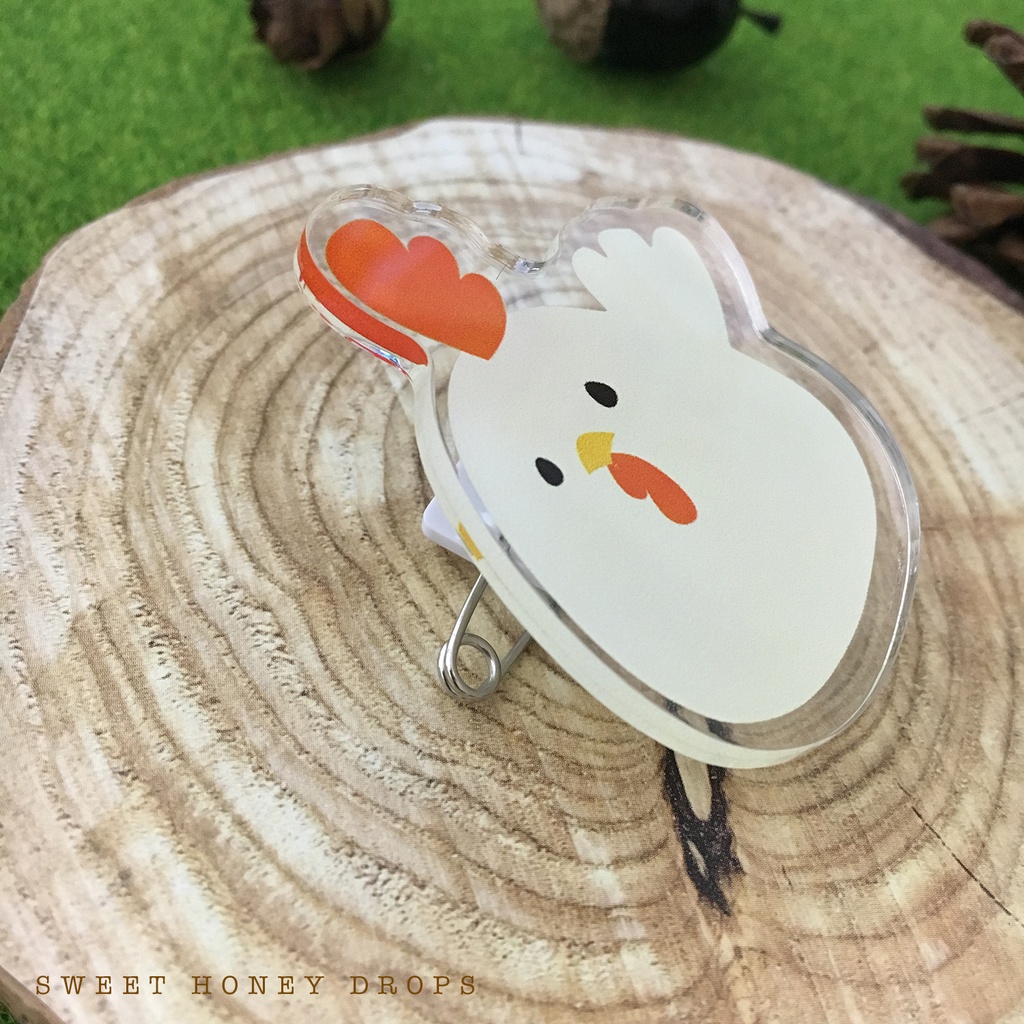 アクリルクリップバッジ*ニワトリ*