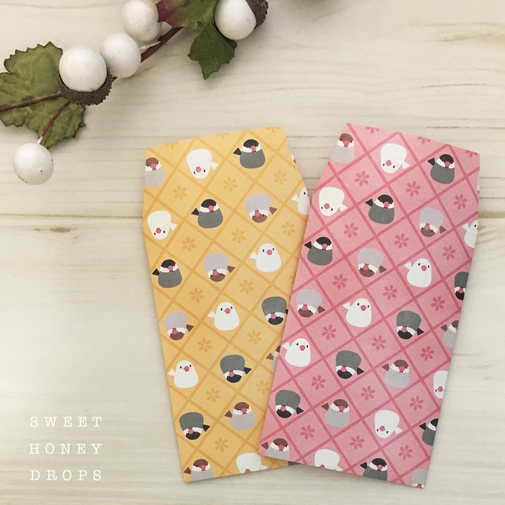 ぽち袋＊文鳥トリオ柄＊