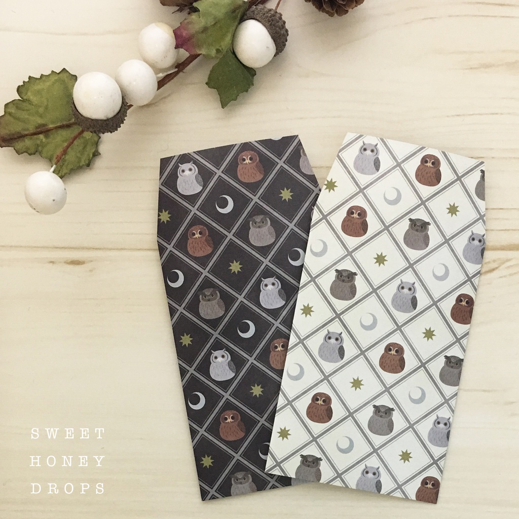 ぽち袋*フクミズ(モリフクロウ・シマフクロウ・コノハズク)トリオ柄*