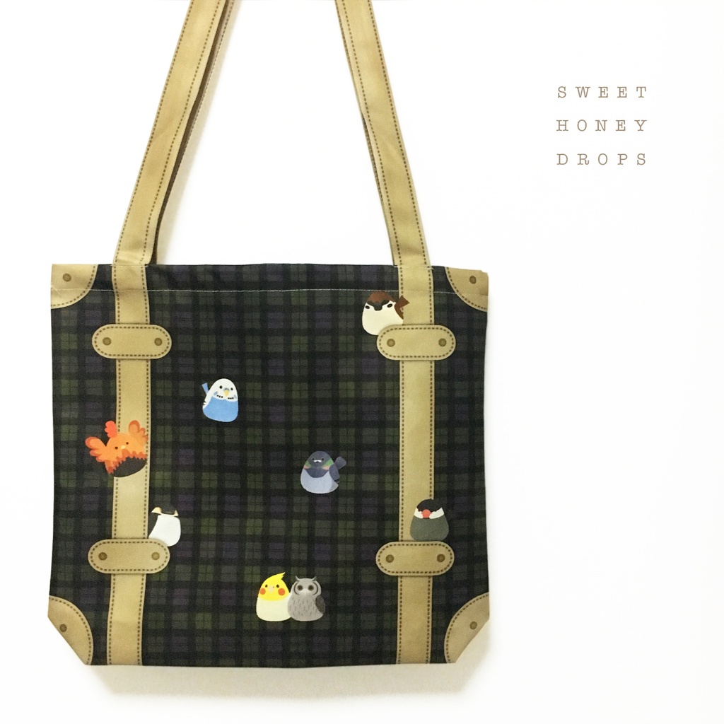 鳥のトランクトートバッグ*チェックver.*【復刻受注生産・再販無し】