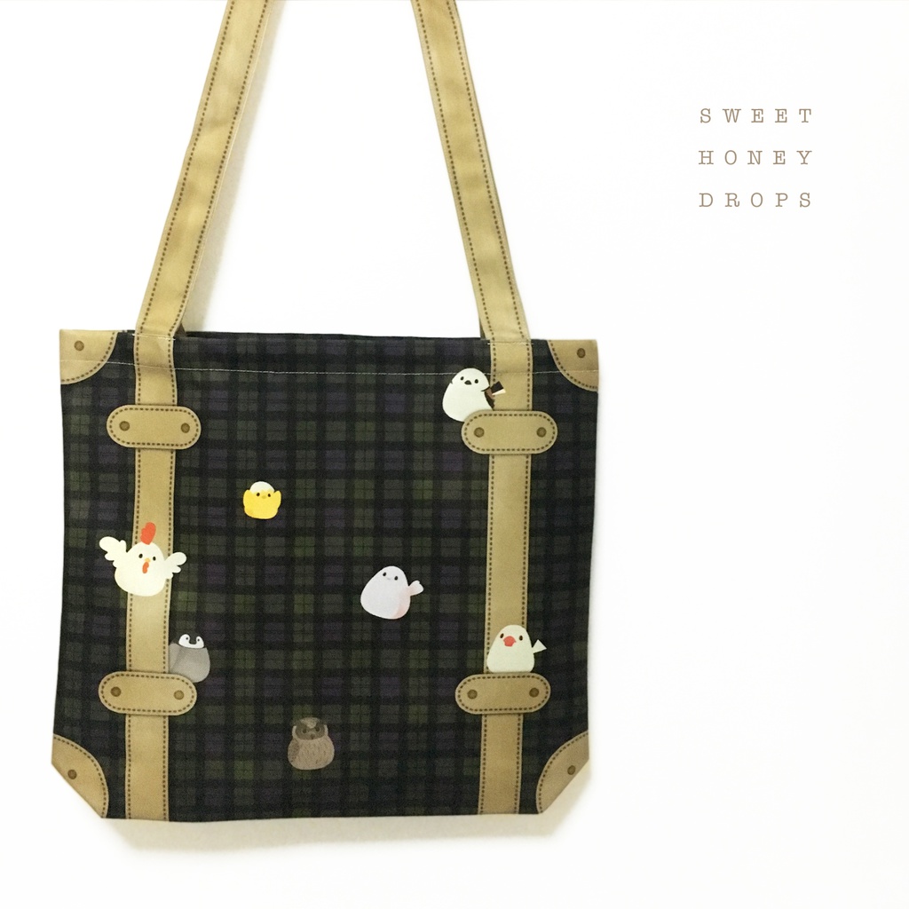鳥のトランクトートバッグ*チェックver.*【復刻受注生産・再販無し】