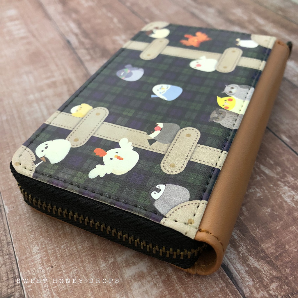 パスポケット付コインケース*とりーずチェックトランク柄*