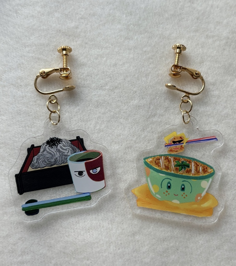 蕎麦カツセット概念イヤリング/ピアス