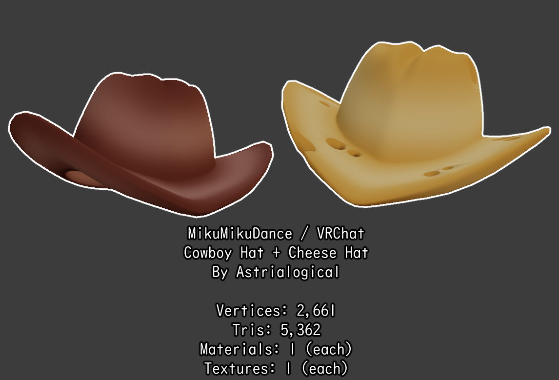 [MMD + VRChat] Cowboy + Cheese Hats astrialogical3d BOOTH