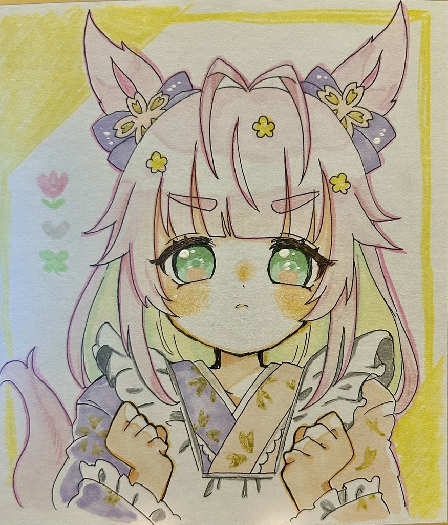 馬ふわりちゃんミニ色紙原画