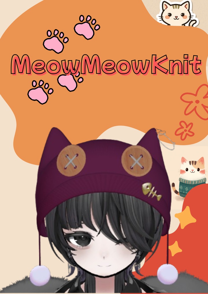 【VRChat想定】猫耳ニット帽🐱「MeowMeowKnit」